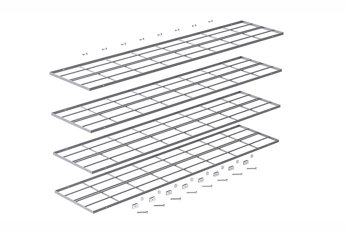 Set of metal cooling racks on a white background
