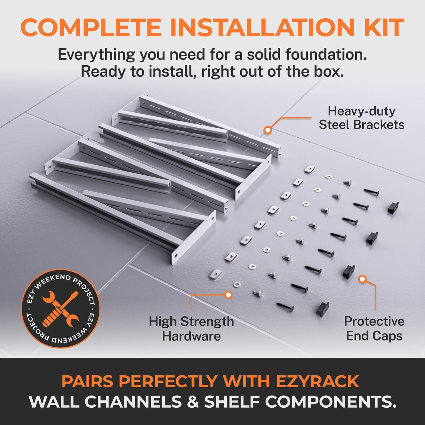 Pack B Heavy Duty Wall Bracket x4 – Steel Mount for Shelving Support, 100kg Rated, Modular System, Works with Ezyrack Assemblies