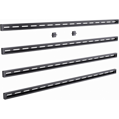 Set of black wall mount brackets on a white background