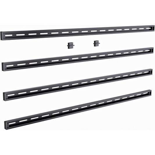 Set of black wall mount brackets on a white background