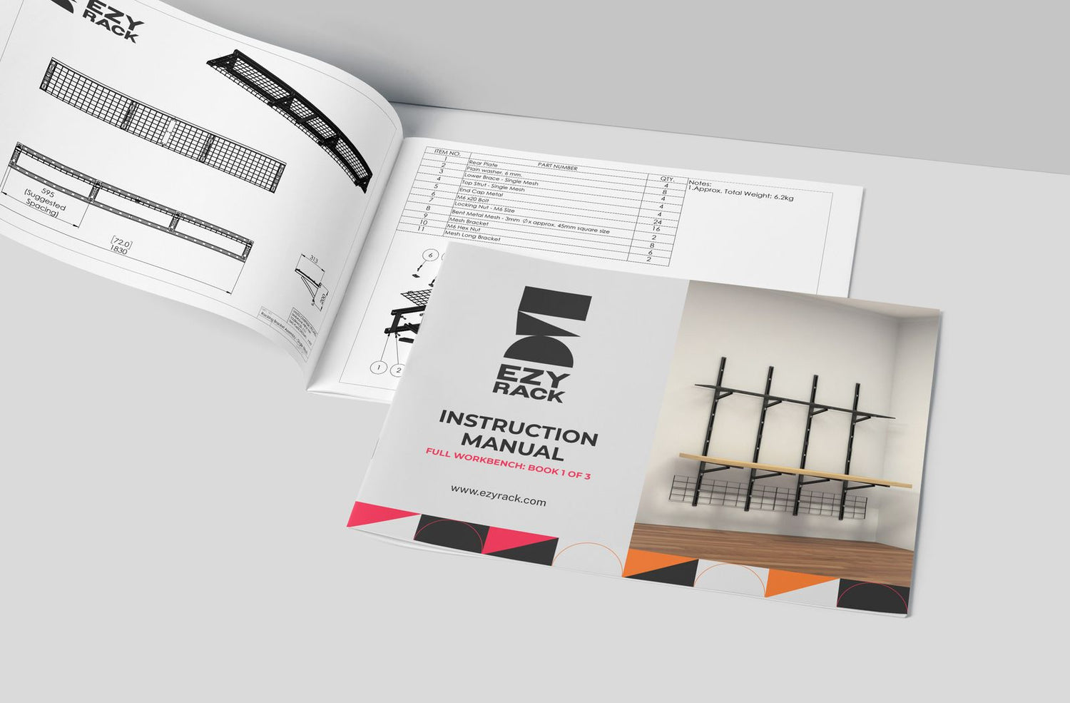 Ezy Rack instruction manual on a white surface