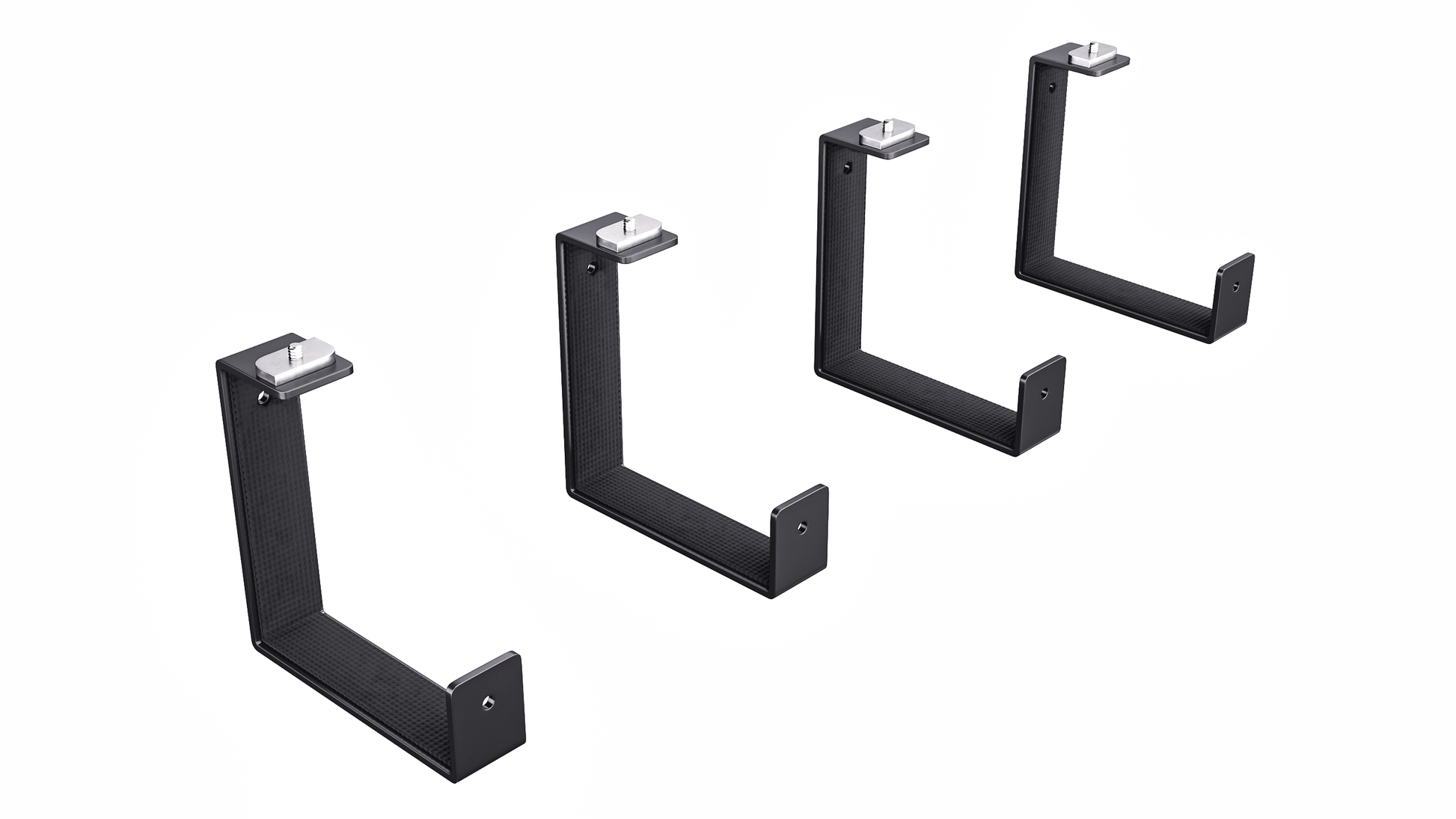 Ezyrack Pack D four black heavy-duty bike storage hooks with protective lining and mounting hardware.