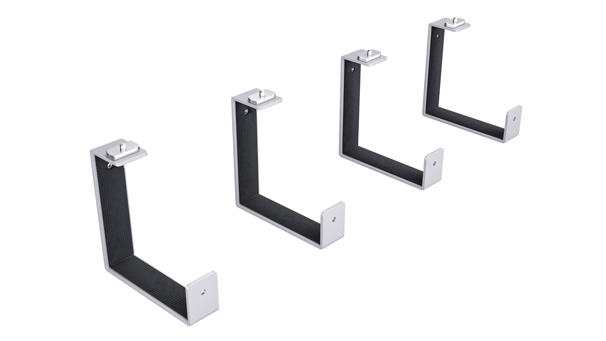 Ezyrack Pack D four white heavy-duty bike storage hooks with protective black lining and mounting hardware.
