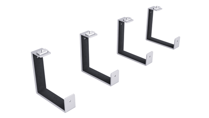 Ezyrack Pack D four white heavy-duty bike storage hooks with protective black lining and mounting hardware.