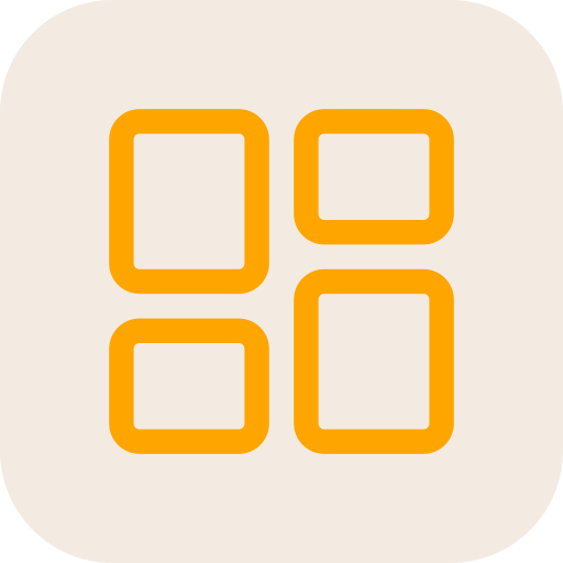 Four orange square frames on a beige background