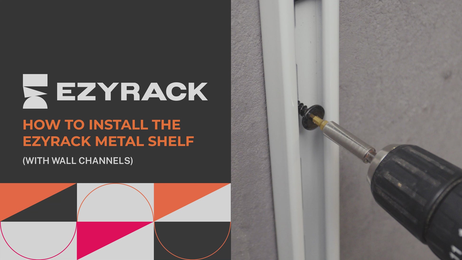 Video showing the step-by-step installation of the Ezyrack metal shelf, including mounting the heavy-duty brackets and securing the shelf mesh.