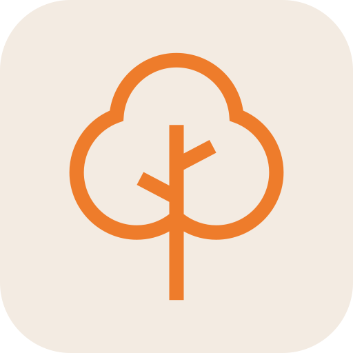 Orange tree logo on a beige background